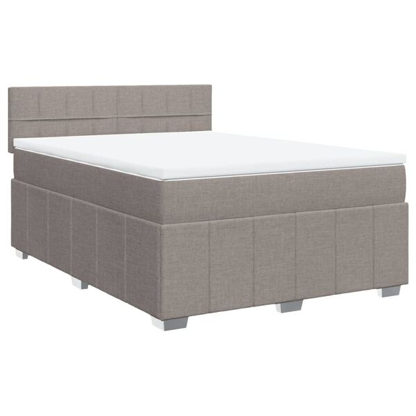 vidaXL Sommier &agrave; lattes de lit avec matelas Taupe 140x200 cm Tissu