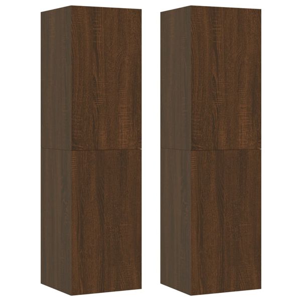 vidaXL Meubles TV muraux 2 pcs Ch&ecirc;ne marron 30,5x30x110 cm