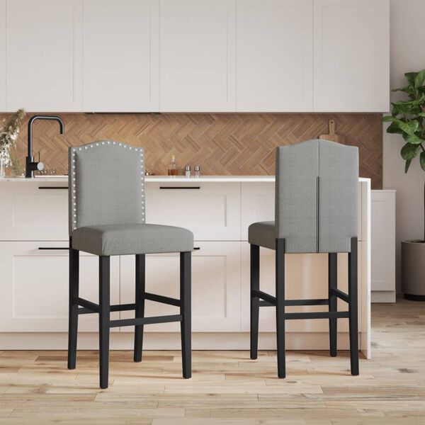 vidaXL Chaises de bar lot de 2 bois massif d'hévéa et tissu