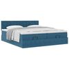 vidaXL Cadre de lit ottoman avec matelas bleu fonc&eacute; 200x200 cm velours