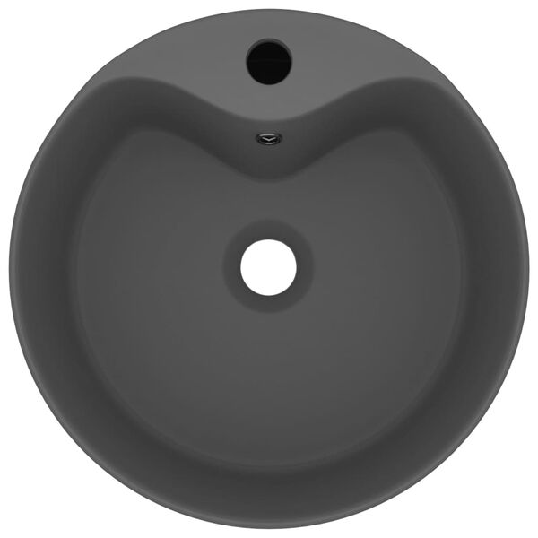 vidaXL Lavabo de luxe avec trop-plein Gris fonc&eacute; mat 36x13cm C&eacute;ramique