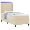 vidaXL Lit &agrave; ressort LED avec matelas Cr&egrave;me 80 x 200 cm tissu