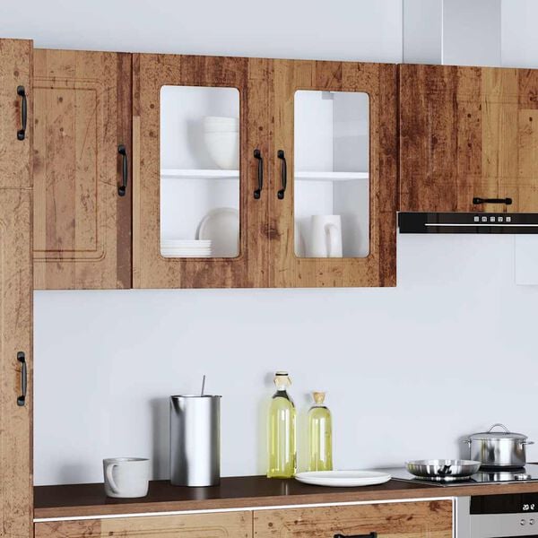 vidaXL Armoire murale de cuisine avec porte en verre Kalmar vieux bois