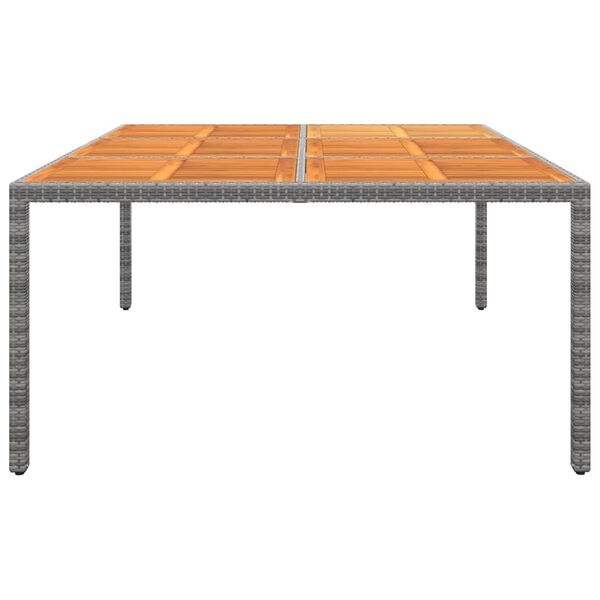 vidaXL Table de jardin 200x150x75 cm Acacia et résine tressée Gris