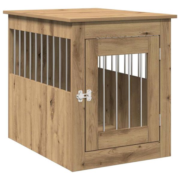 vidaXL Meuble de cage pour chiens ch&ecirc;ne artisanal 55x75x65 cm