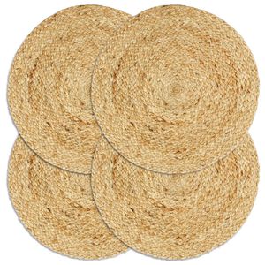 vidaXL Napperons 4 pcs Naturel Plain 38 cm Rond Jute