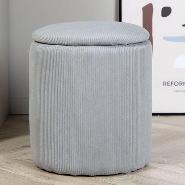Venture Home Pouf Limpen 32x32x40 cm Velours c&ocirc;tel&eacute; Gris