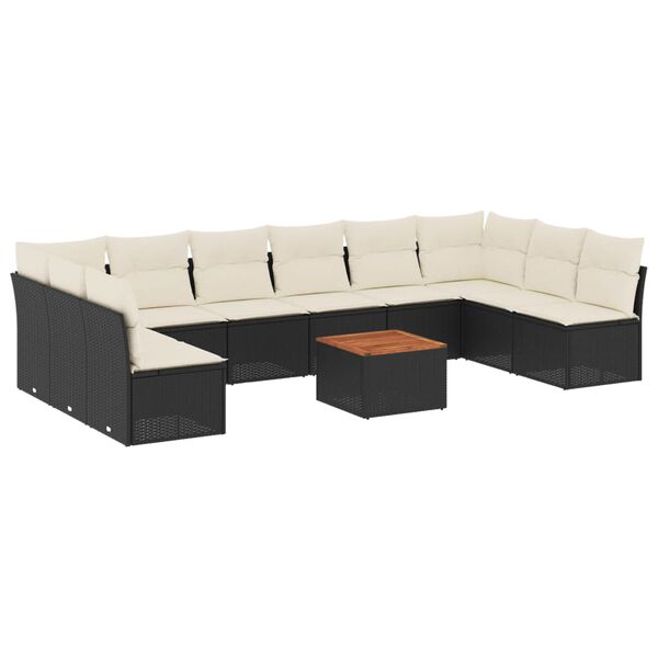 vidaXL Salon de jardin 11 pcs avec coussins noir r&eacute;sine tress&eacute;e