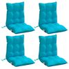 vidaXL Coussins de chaise &agrave; dossier bas lot de 4 turquoise