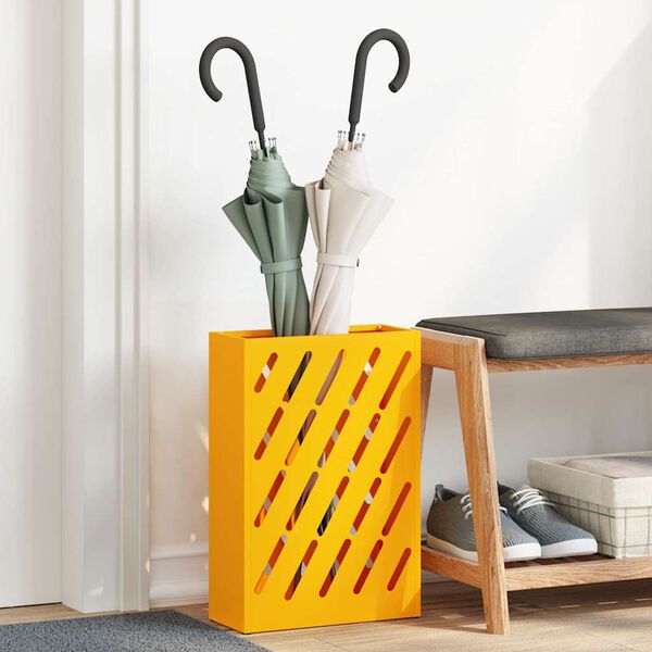 vidaXL Porte-parapluie jaune moutarde 28 x 12 x 41 cm Acier