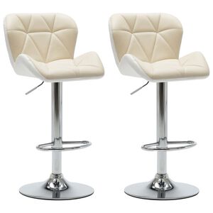 vidaXL Tabourets de bar lot de 2 cr&egrave;me similicuir
