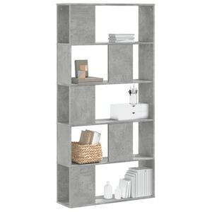 vidaXL Biblioth&egrave;que 5 niveaux gris b&eacute;ton bois d'ing&eacute;nierie