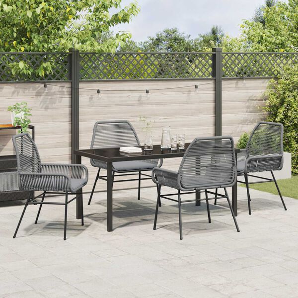 vidaXL Ensemble de salle &agrave; manger pour jardin 5 pcs Gris polyrotin