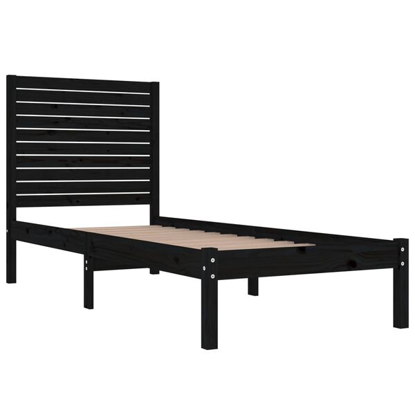 vidaXL Cadre de lit sans matelas noir 75x190 cm bois massif