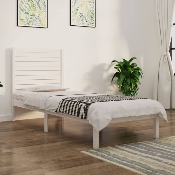 vidaXL Cadre de lit sans matelas blanc 75x190 cm bois massif
