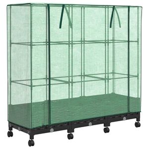vidaXL Jardini&egrave;re de jardin avec couverture de serre et roues 3 pc PP