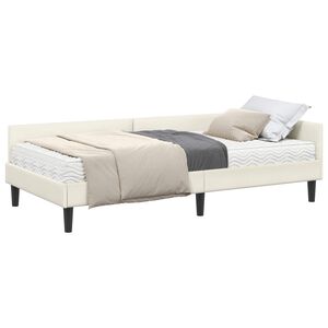 vidaXL Cadre de lit d'angle avec matelas 2 pc Cr&egrave;me 80 x 200 cm