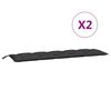 vidaXL Coussins de banc jardin lot de 2 noir 180x50x7 cm tissu Oxford