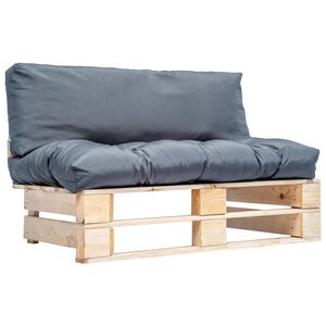 vidaXL Canap&eacute; de jardin palette avec coussins gris Pin&egrave;de