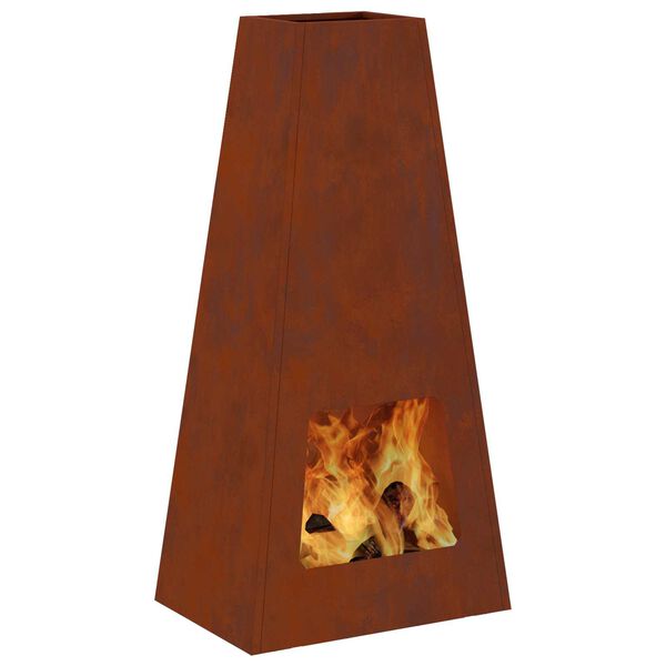 vidaXL Foyer de chemin&eacute;e Marron 50 x 35 x 100 cm Acier patin&eacute;