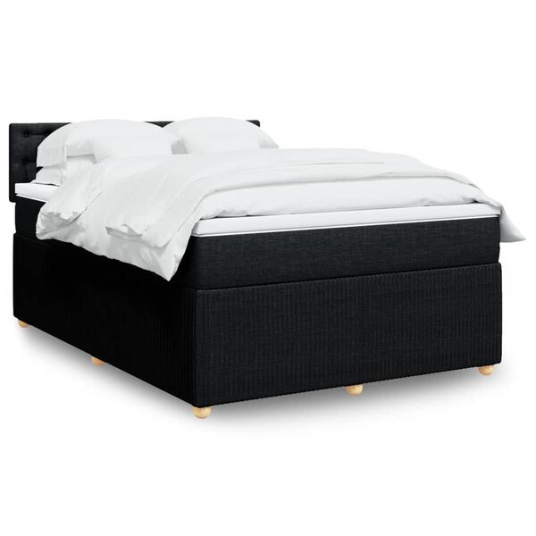 vidaXL Sommier &agrave; lattes de lit avec matelas Noir 140x190 cm Tissu