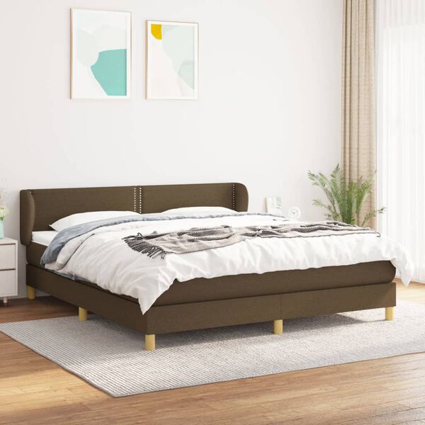 vidaXL Sommier &agrave; lattes de lit avec matelas Marron fonc&eacute; 160x200 cm