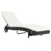 vidaXL Chaise longue avec roues et coussin R&eacute;sine tress&eacute;e Noir