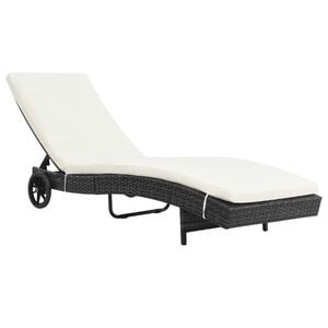 vidaXL Chaise longue avec roues et coussin R&eacute;sine tress&eacute;e Noir