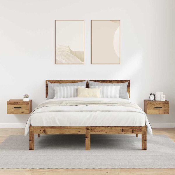 vidaXL Cabinet de chevet 2 pcs Bois ancien 35 x 35 x 20 cm