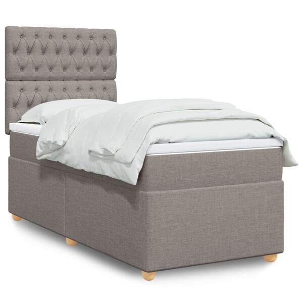 vidaXL Sommier &agrave; lattes de lit avec matelas Taupe 90x190 cm Tissu
