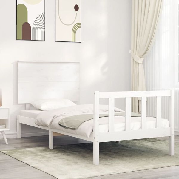 vidaXL Cadre de lit sans matelas blanc bois de pin massif