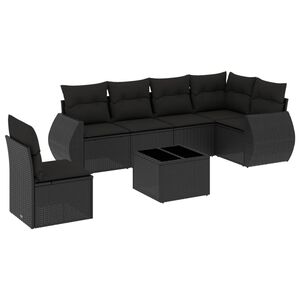 vidaXL Salon de jardin 7 pcs avec coussins noir r&eacute;sine tress&eacute;e