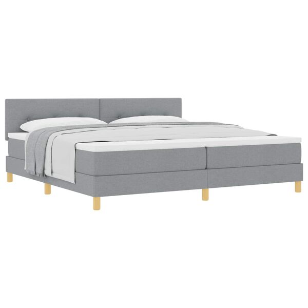 vidaXL Lit &agrave; ressorts avec matelas Gris clair 200 x 200 cm tissu
