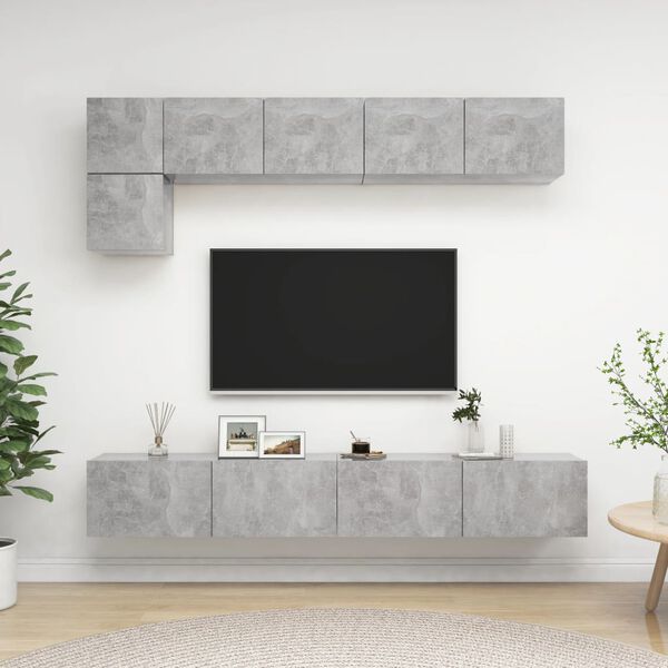 vidaXL Ensemble de meubles TV 5 pcs Gris b&eacute;ton Bois d'ing&eacute;nierie
