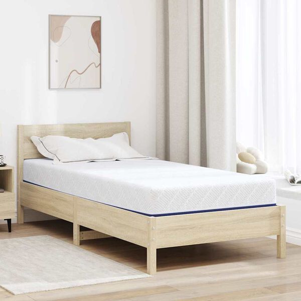 vidaXL Matelas Blanc et Bleu 90 x 190 cm Tissu jacquard