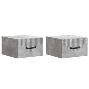 vidaXL Cabinet de chevet mural 2 pc Gris b&eacute;ton 34,5 x 33 x 20 cm