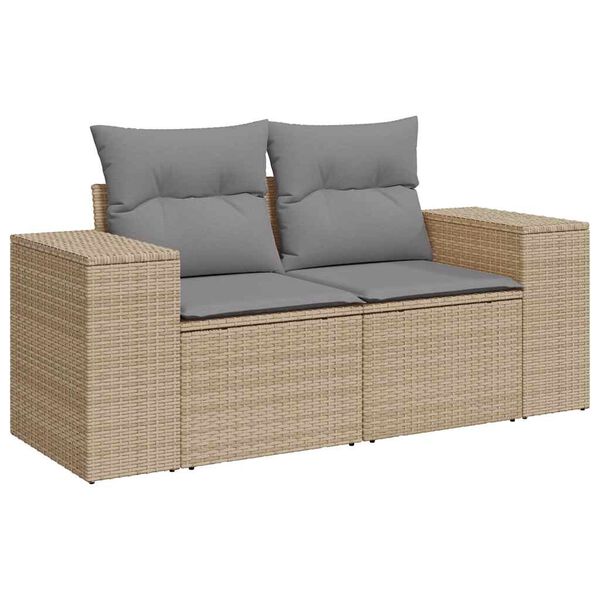 vidaXL Salon de jardin avec coussins 6 pcs beige r&eacute;sine tress&eacute;e
