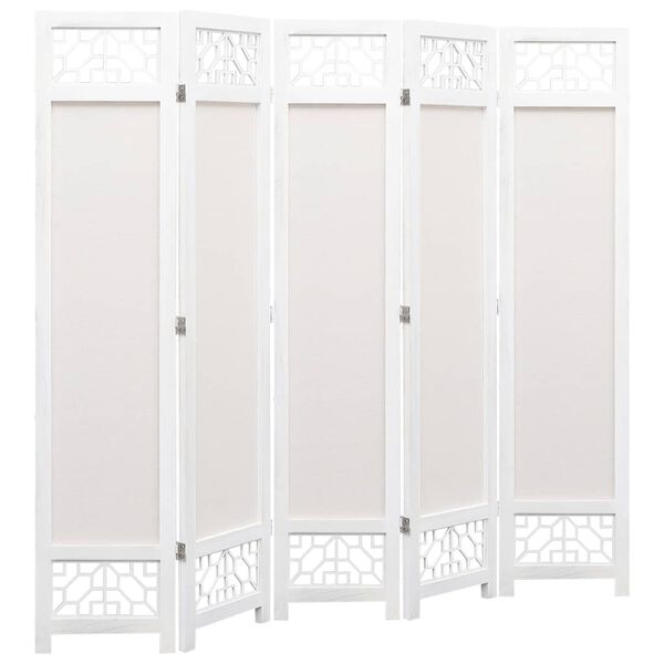 vidaXL Cloison de s&eacute;paration 5 panneaux Cr&egrave;me 175x165 cm Tissu
