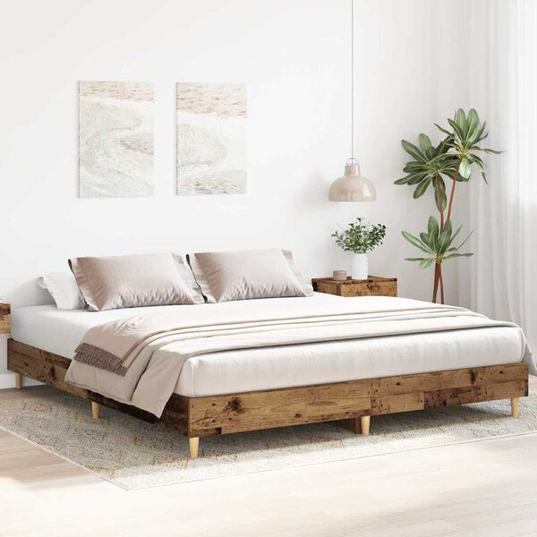 vidaXL Cadre de lit sans matelas vieux bois 160x200 cm bois ing&eacute;nierie