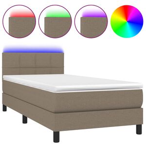 vidaXL Sommier &agrave; lattes de lit avec matelas LED Taupe 80x200 cm Tissu