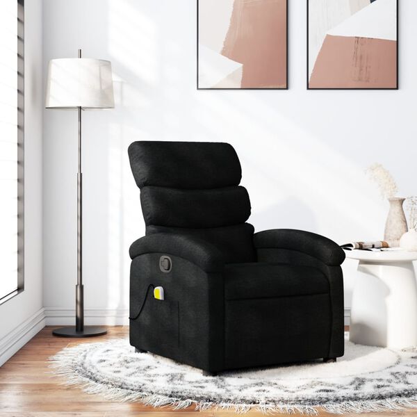 vidaXL Fauteuil inclinable de massage noir tissu