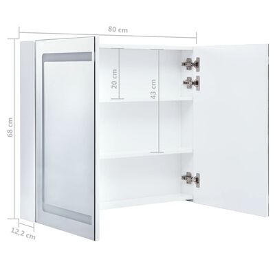 vidaXL Armoire de salle de bain à miroir LED 80x12,2x68 cm
