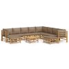 vidaXL Salon de jardin 11 pcs avec coussins taupe bambou
