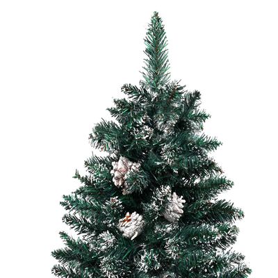 vidaXL Sapin de Noël mince bois véritable et neige blanche vert 150 cm