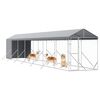 vidaXL Chenil d'ext&eacute;rieur pour chiens avec toit argent&eacute; 2x14x2,5 m