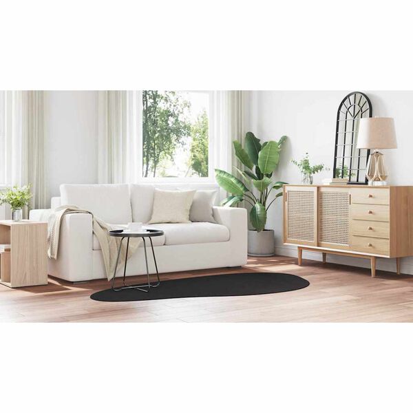 vidaXL Tapis HUARTE Noir 100 x 200 cm Polyester