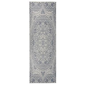 vidaXL Tapis &agrave; tissage plat d'ext&eacute;rieur 80x250 cm Motif bleu