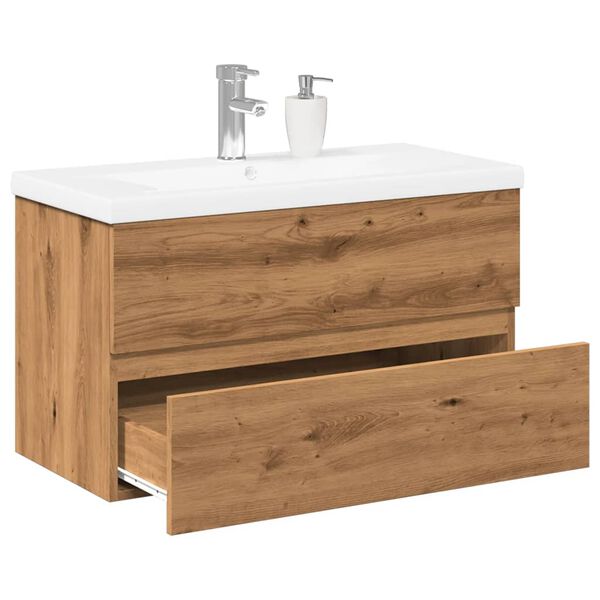 vidaXL Armoire lavabo avec bassin intégré chêne artisanal