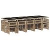 vidaXL Ensemble &agrave; manger de jardin et coussins 15 pcs m&eacute;lange beige
