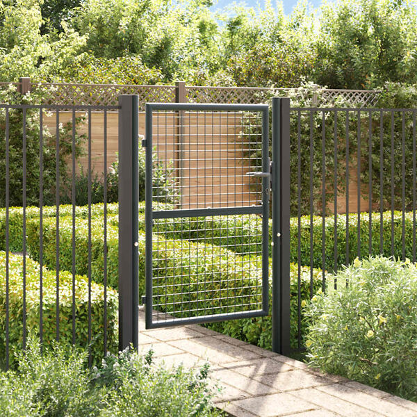 vidaXL Portail de jardin grillagé en acier galvanisé gris 100 x 125 cm